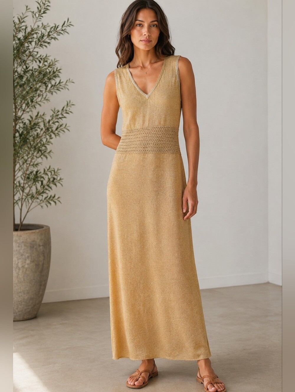 Chic Knit Summer Maxi Sleeveless Dress Size Large - Picture 1 of 7